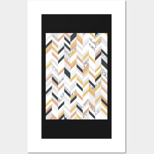 Marble & Gold Chevron Posters and Art